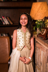 Phool jhadi gold lehenga set