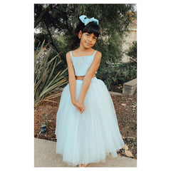 Suede crop top & tulle lehenga set