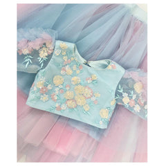 Blue/pink lehenga set