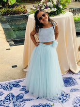 Suede crop top & tulle lehenga set