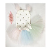 Romper and rainbow skirt