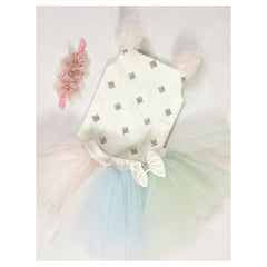 Romper and rainbow skirt