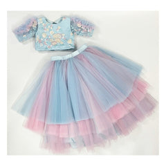 Blue/pink lehenga set