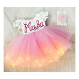 Personalised name dress with fairylights