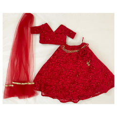 Red lucknowi lehenga